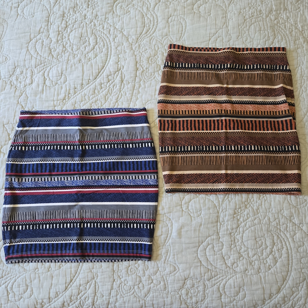Forever 21 y2k cotton/spandex striped mini skirt duo, double lined, small, new